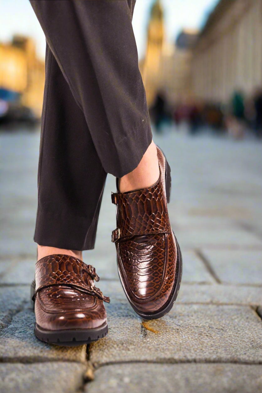 Brown Double Monk Cow Leather CDC 777