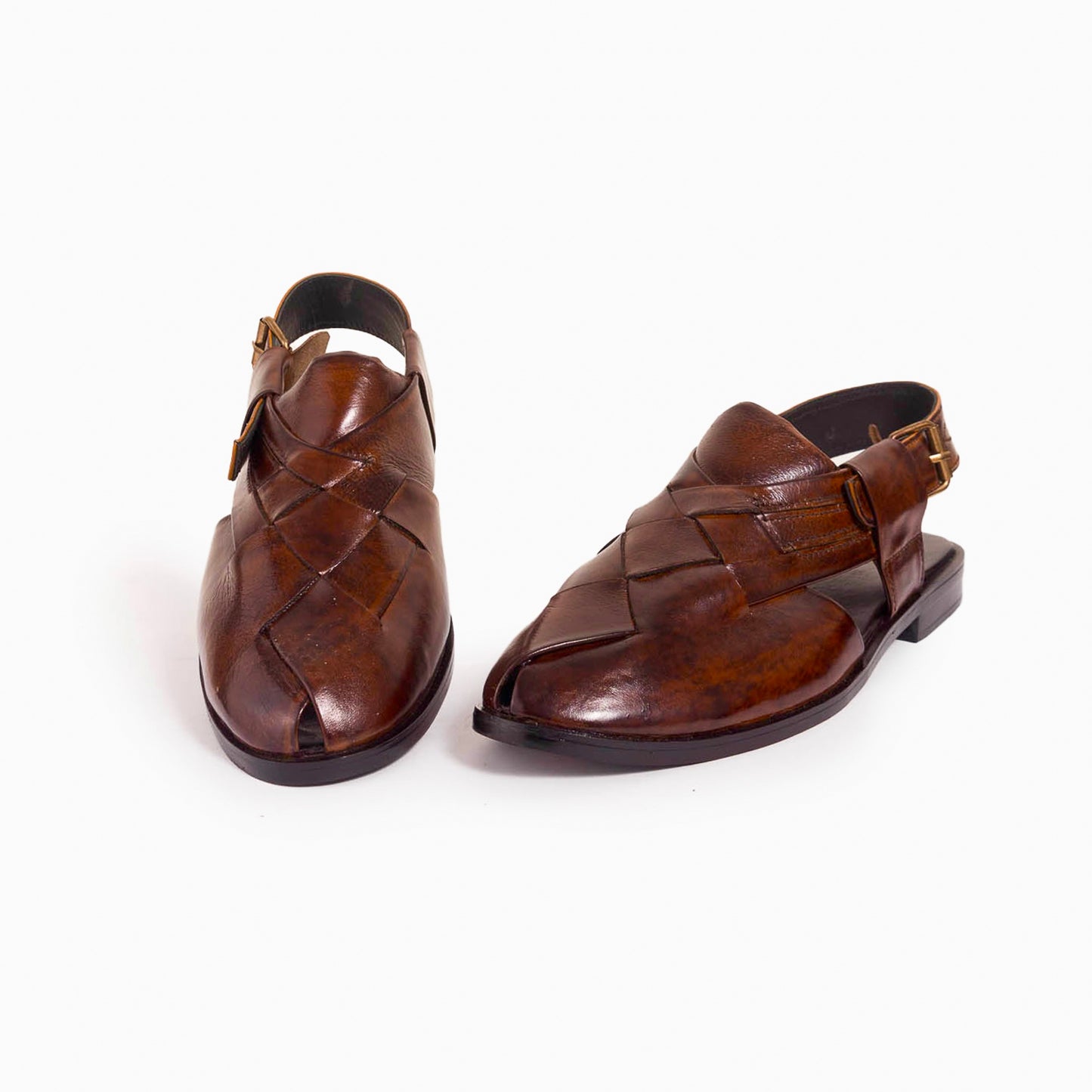 Peshawari Brown Cow Leather Braided CDC 775